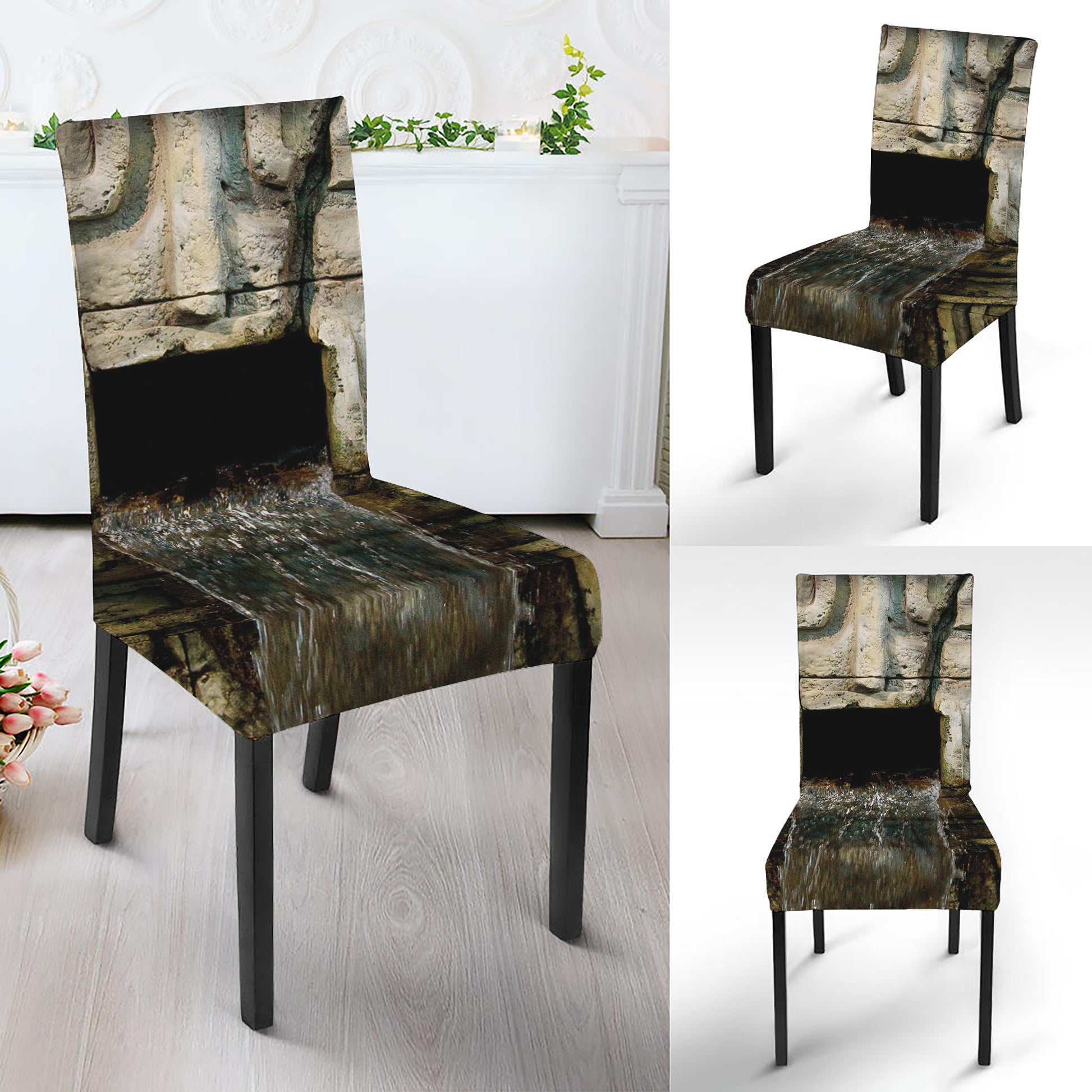 Mayan Stone Print Dining Chair Slipcover