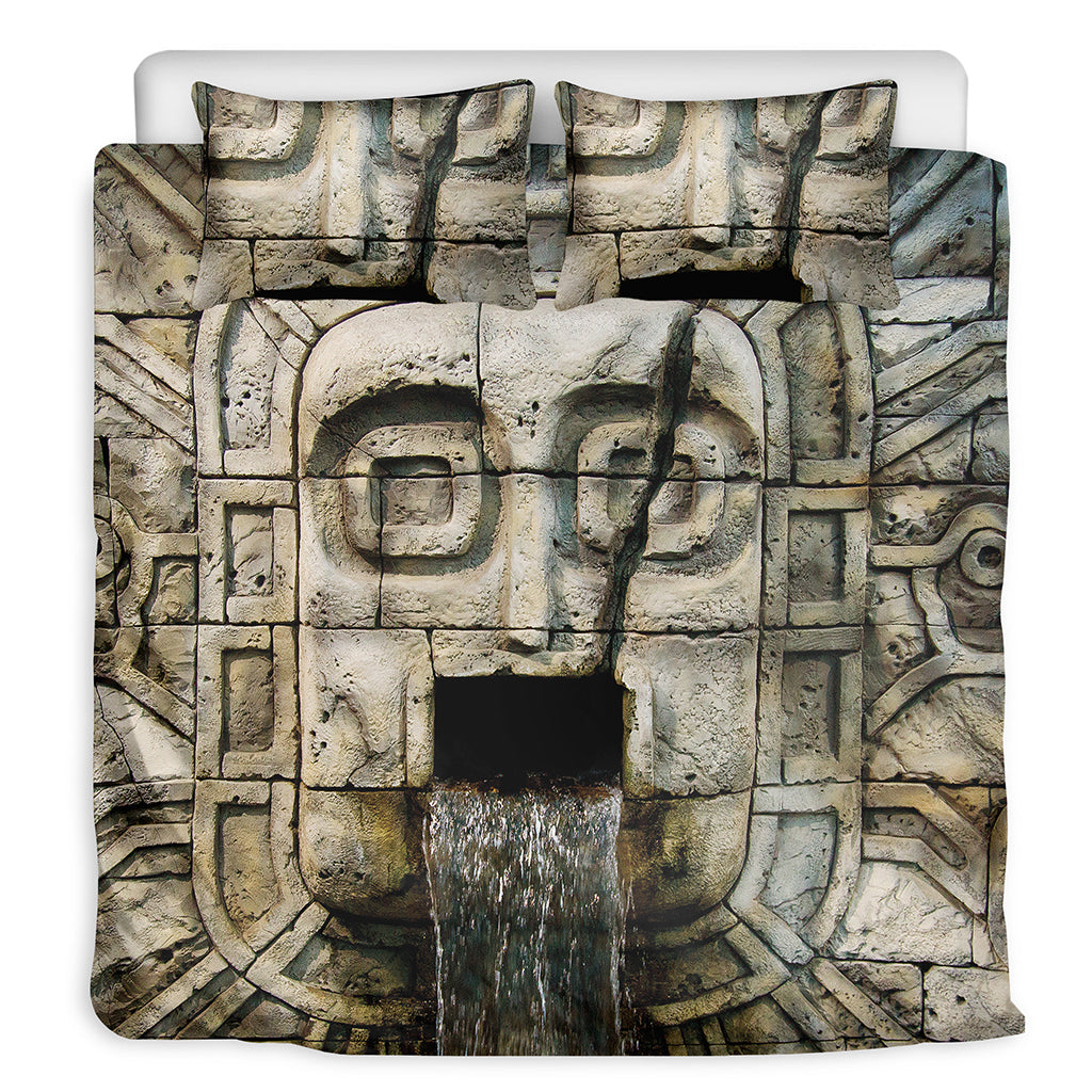 Mayan Stone Print Duvet Cover Bedding Set