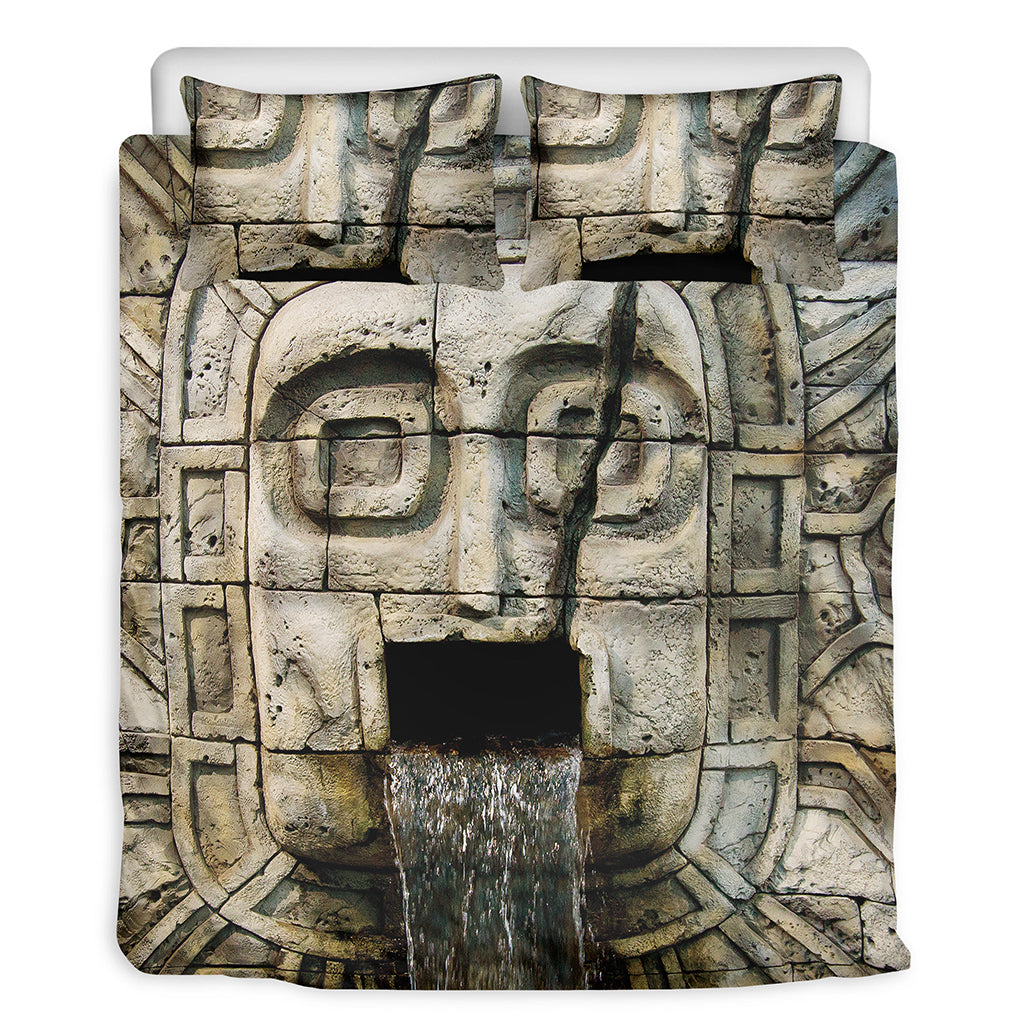 Mayan Stone Print Duvet Cover Bedding Set