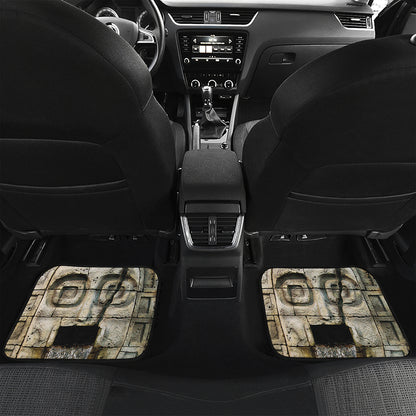 Mayan Stone Print Front and Back Car Floor Mats