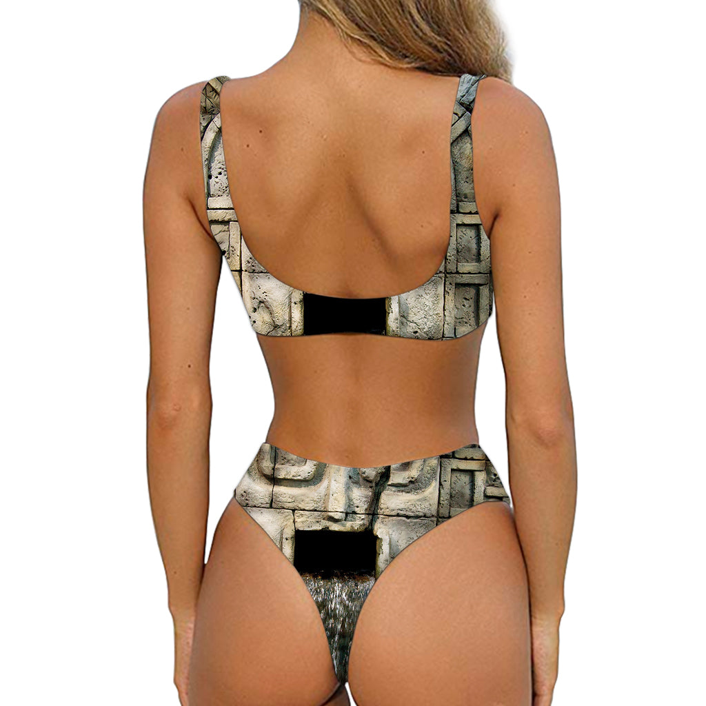Mayan Stone Print Front Bow Tie Bikini