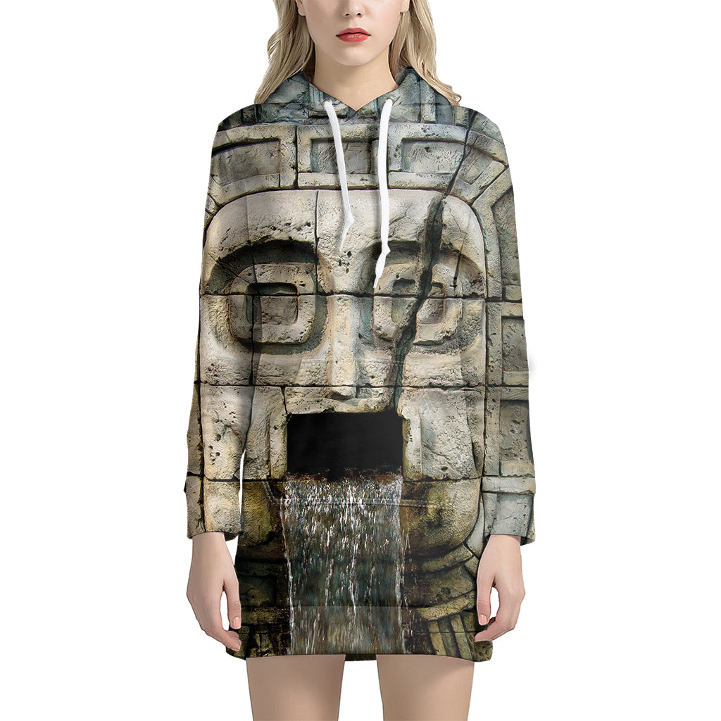 Mayan Stone Print Hoodie Dress