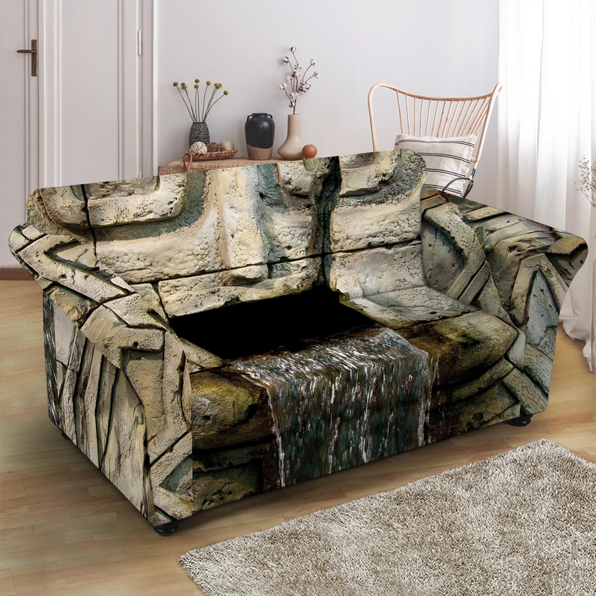 Mayan Stone Print Loveseat Slipcover