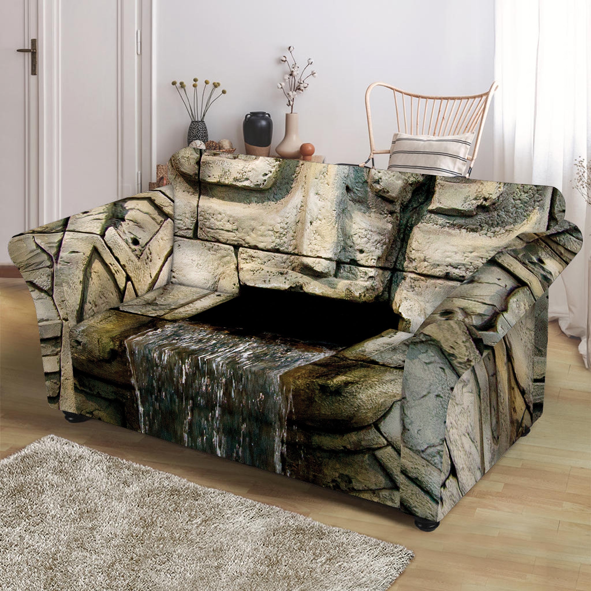 Mayan Stone Print Loveseat Slipcover