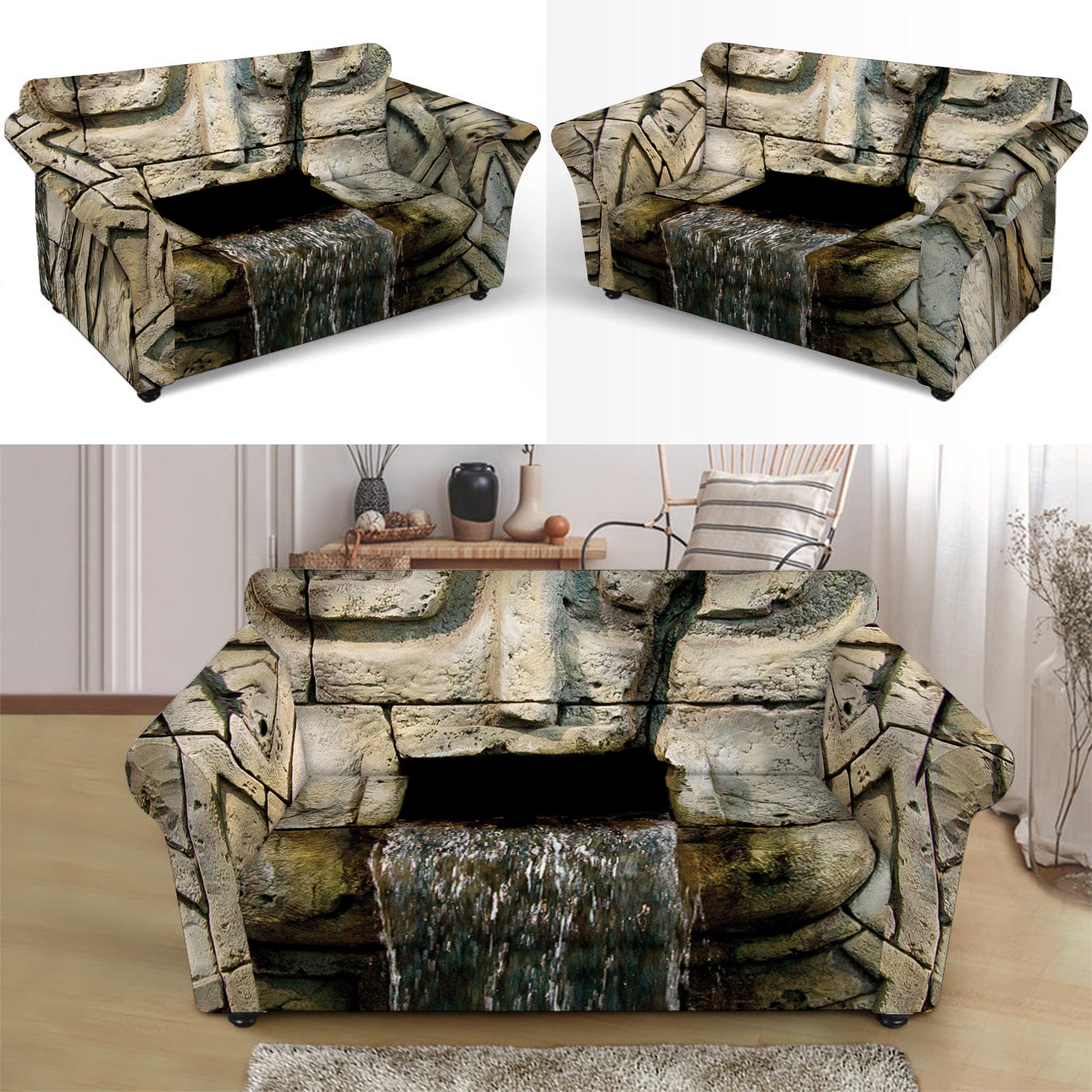 Mayan Stone Print Loveseat Slipcover