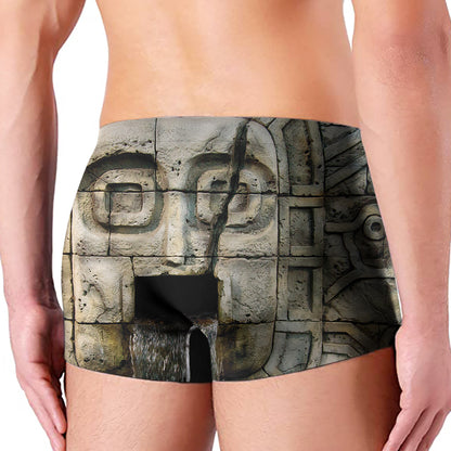 Mayan Stone Print Men's Boxer Briefs
