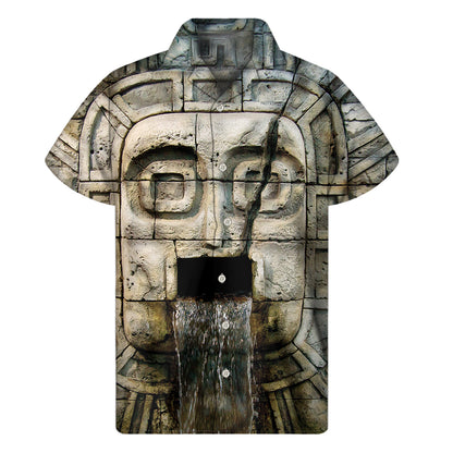 Mayan Stone Print Men's Short Sleeve Shirt