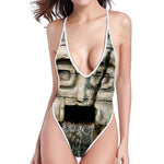 Mayan Stone Print One Piece High Cut Swimsuit