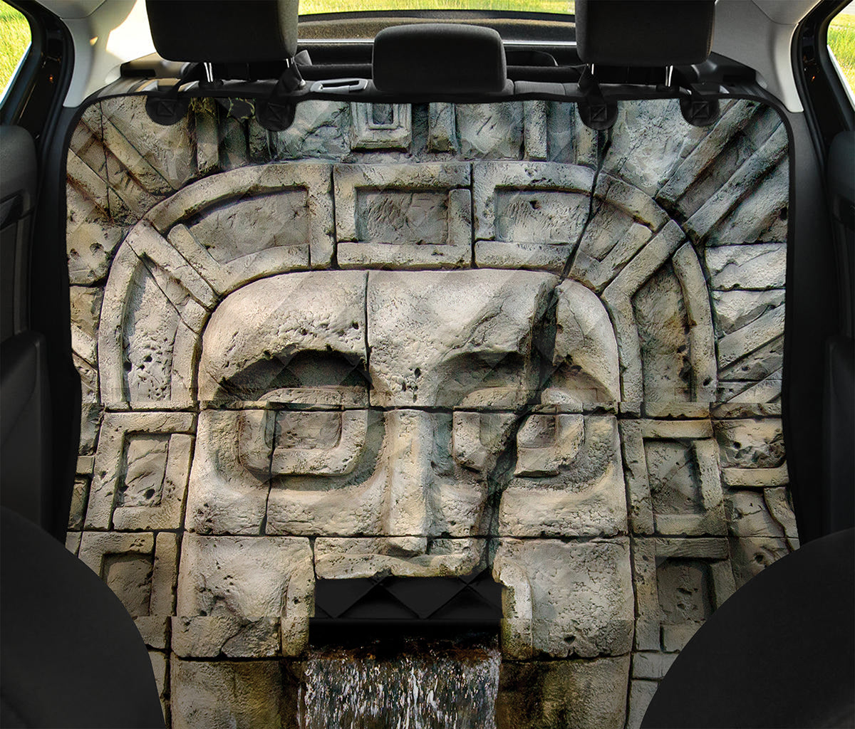 Mayan Stone Print Pet Car Back Seat Cover