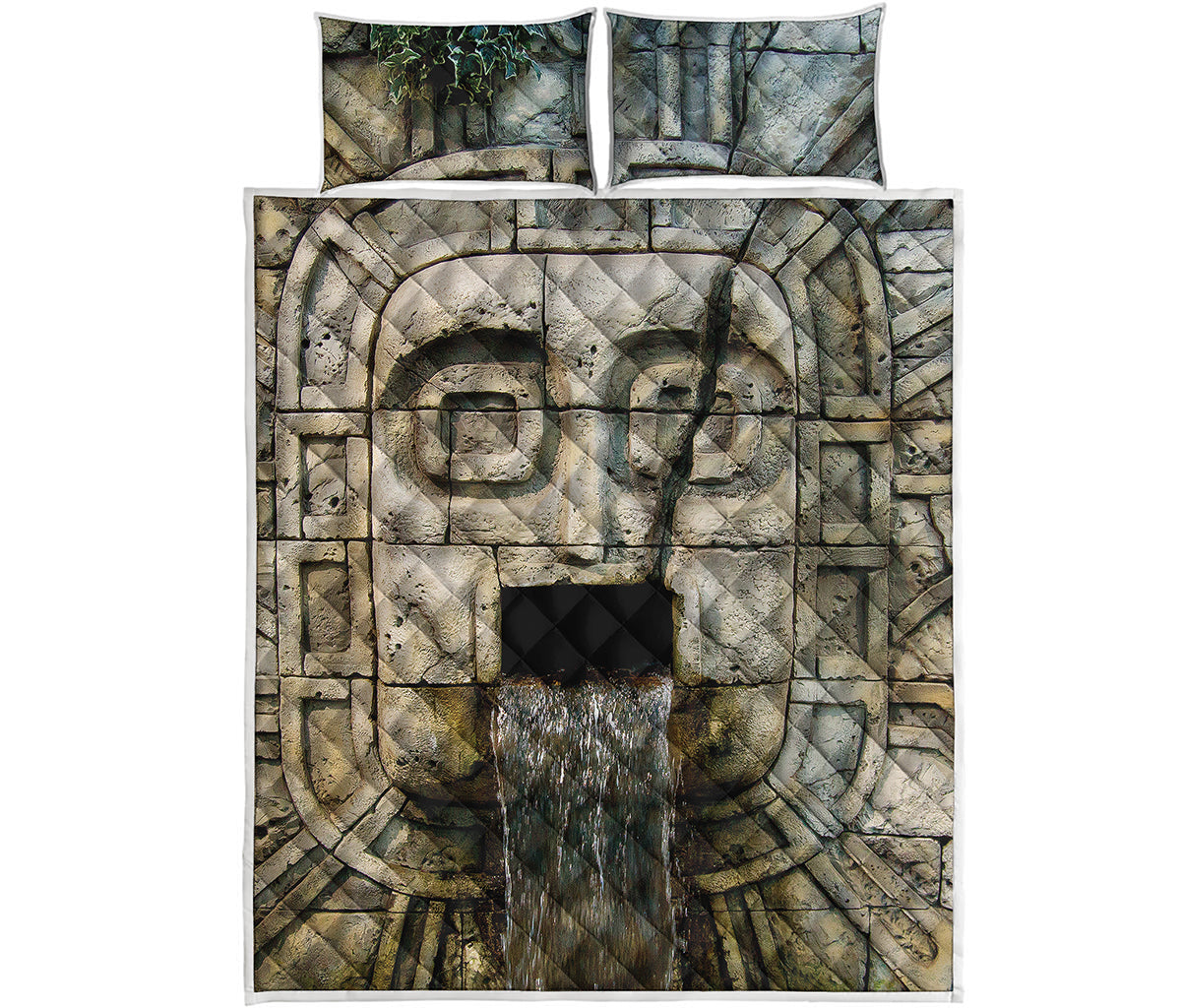 Mayan Stone Print Quilt Bed Set
