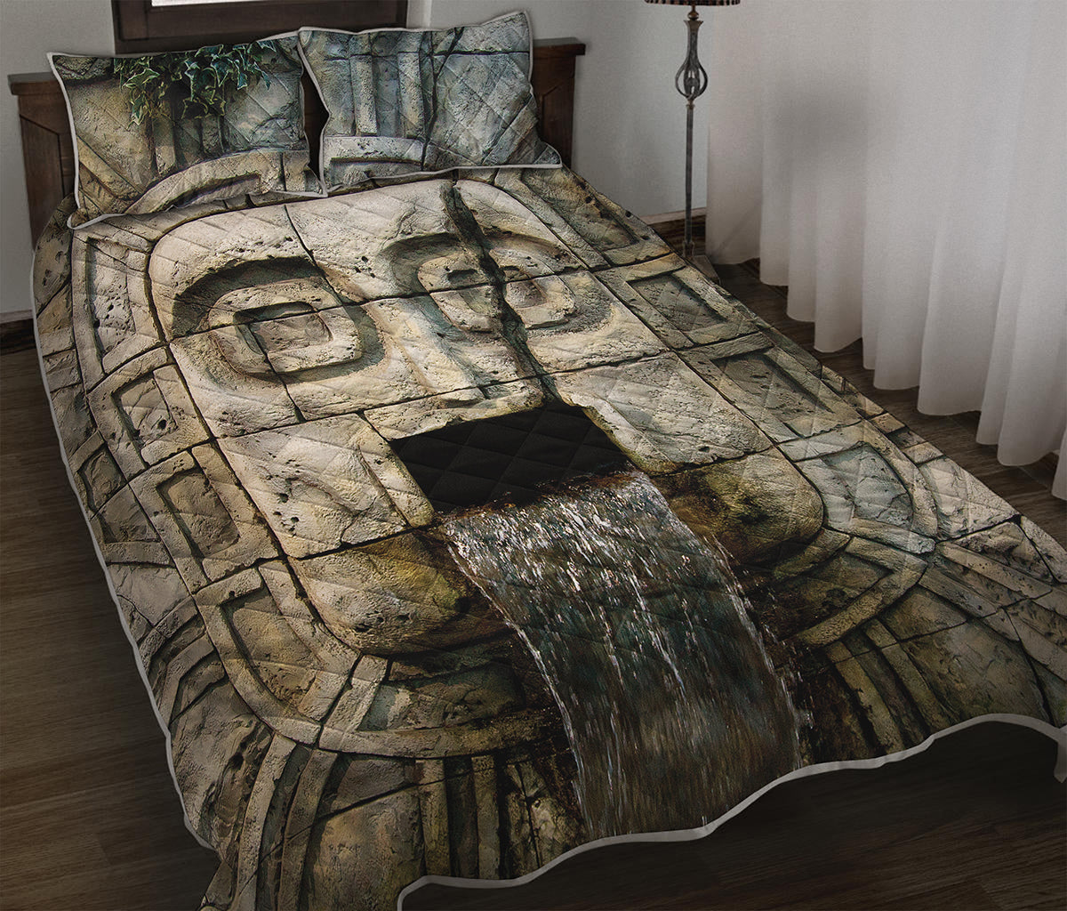 Mayan Stone Print Quilt Bed Set