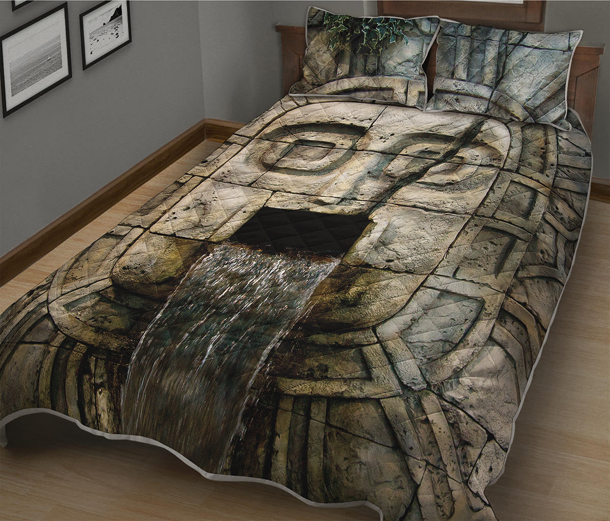 Mayan Stone Print Quilt Bed Set