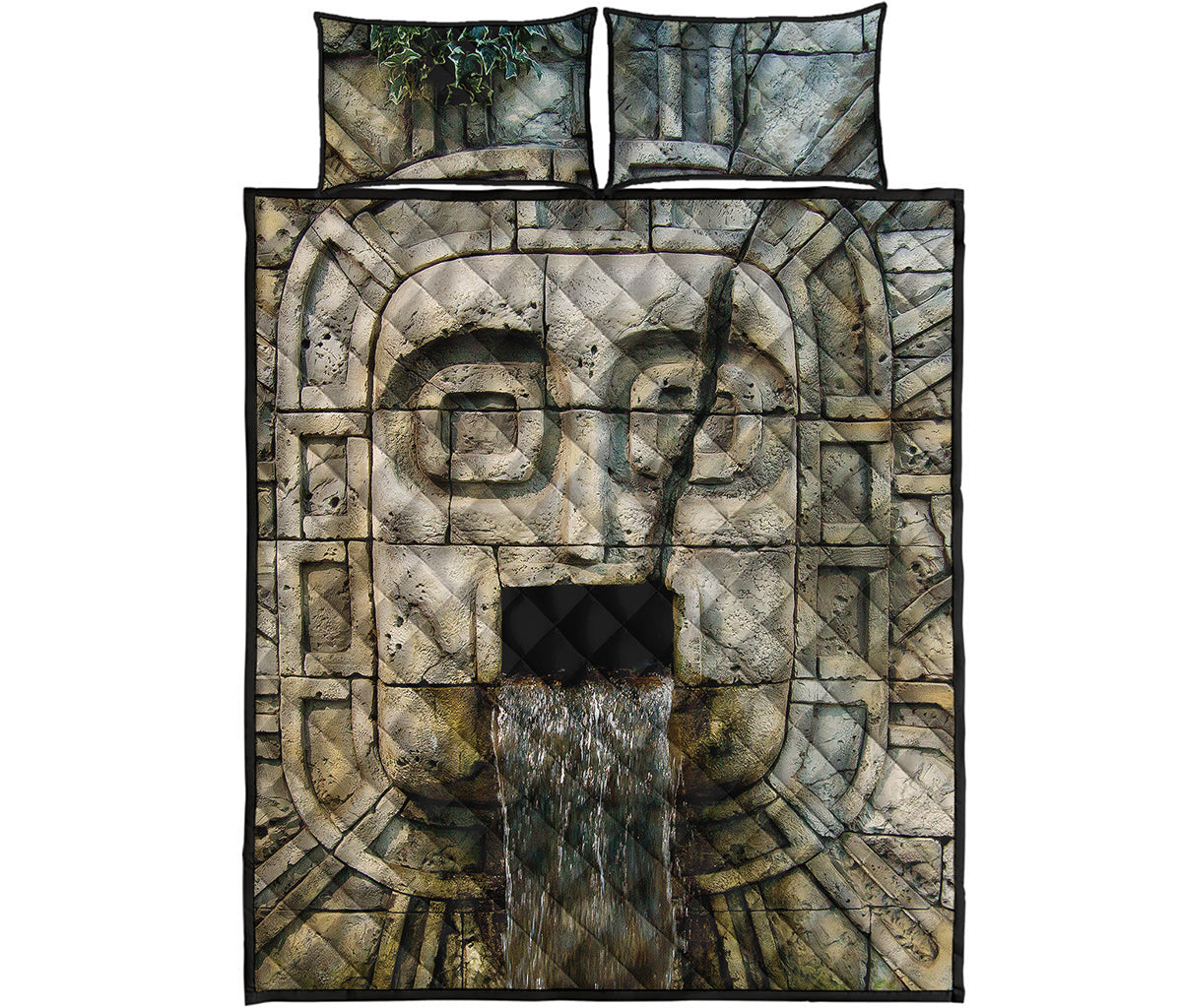Mayan Stone Print Quilt Bed Set