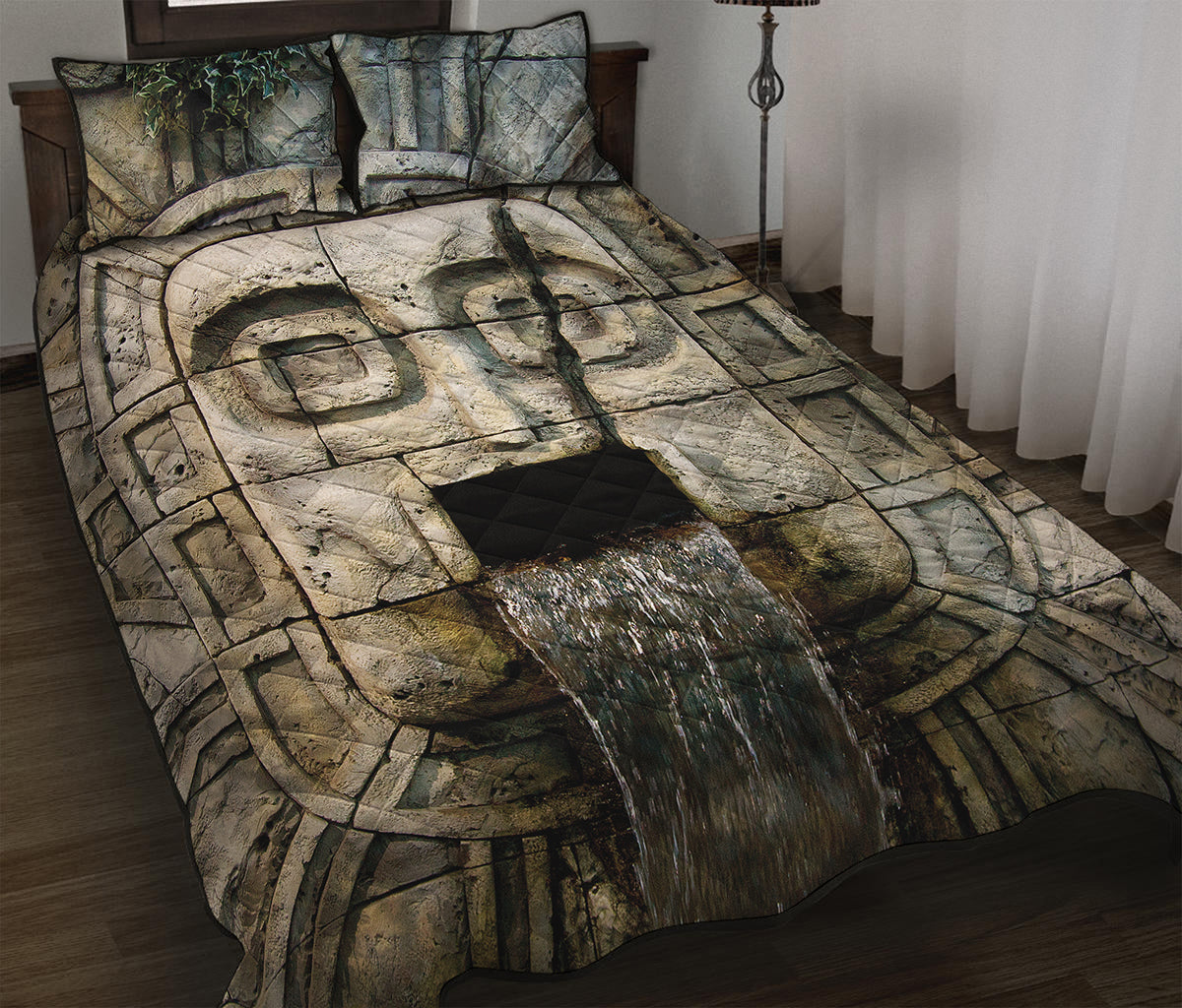 Mayan Stone Print Quilt Bed Set