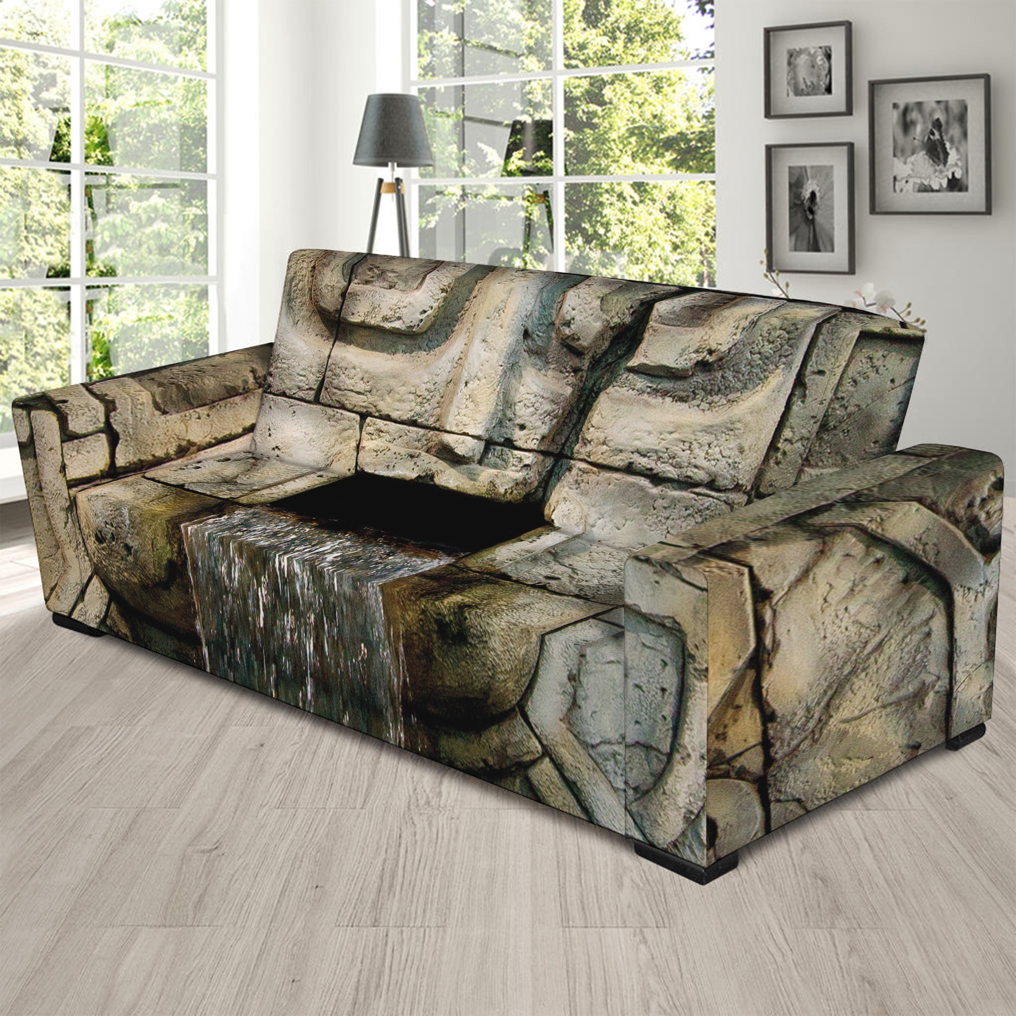 Mayan Stone Print Sofa Slipcover