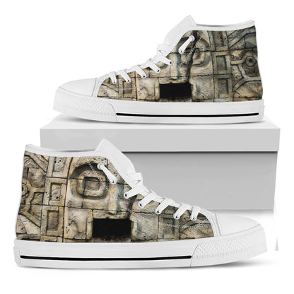 Mayan Stone Print White High Top Shoes