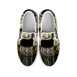 Mayan Stone Print White Slip On Shoes