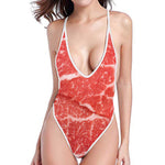 Meat Print One Piece High Cut Swimsuit