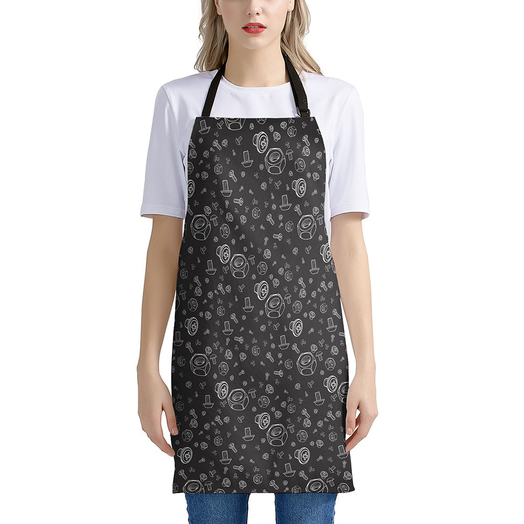 Mechanic Nuts and Bolts Pattern Print Apron