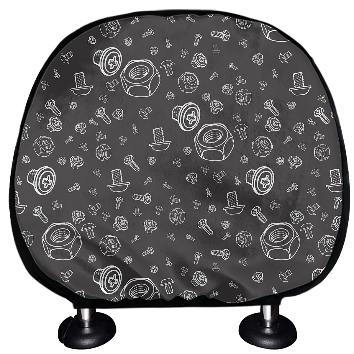 Mechanic Nuts and Bolts Pattern Print Car Headrest Covers