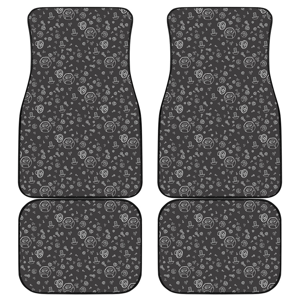 Mechanic Nuts and Bolts Pattern Print Front and Back Car Floor Mats