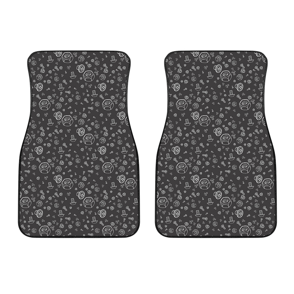 Mechanic Nuts and Bolts Pattern Print Front Car Floor Mats