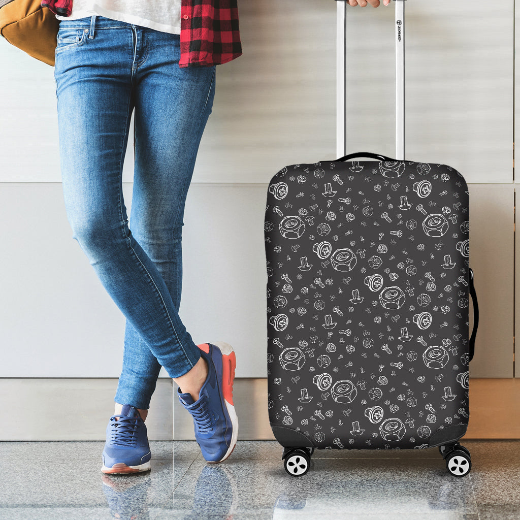 Mechanic Nuts and Bolts Pattern Print Luggage Cover