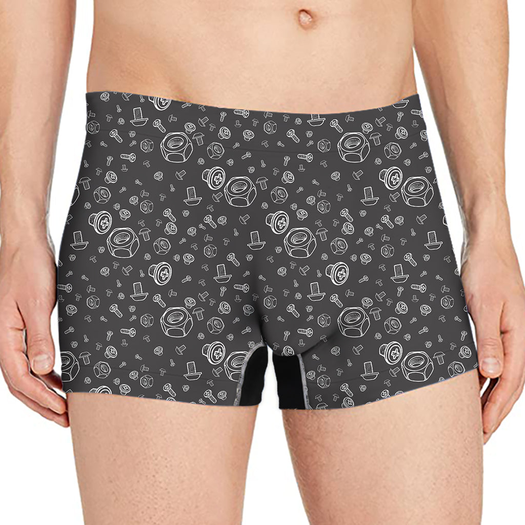 Mechanic Nuts and Bolts Pattern Print Men's Boxer Briefs