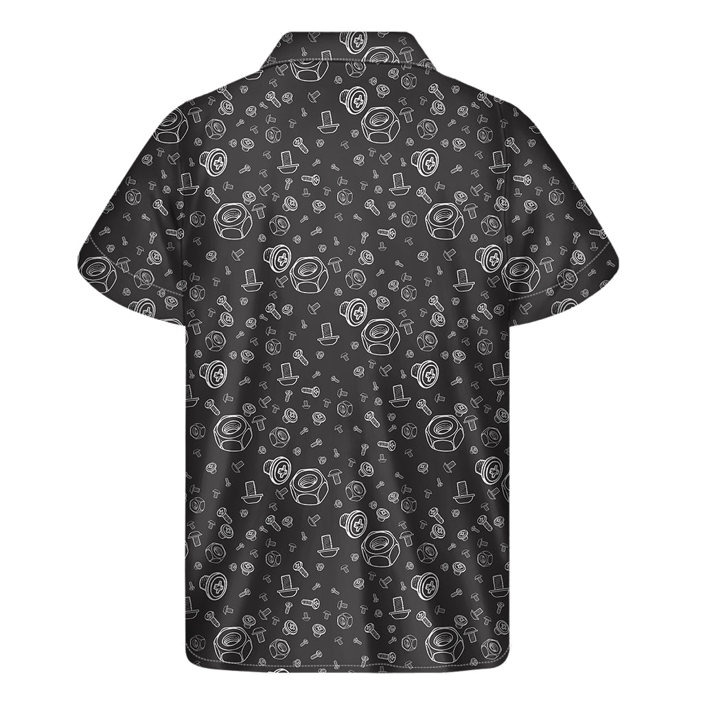 Mechanic Nuts and Bolts Pattern Print Men's Short Sleeve Shirt