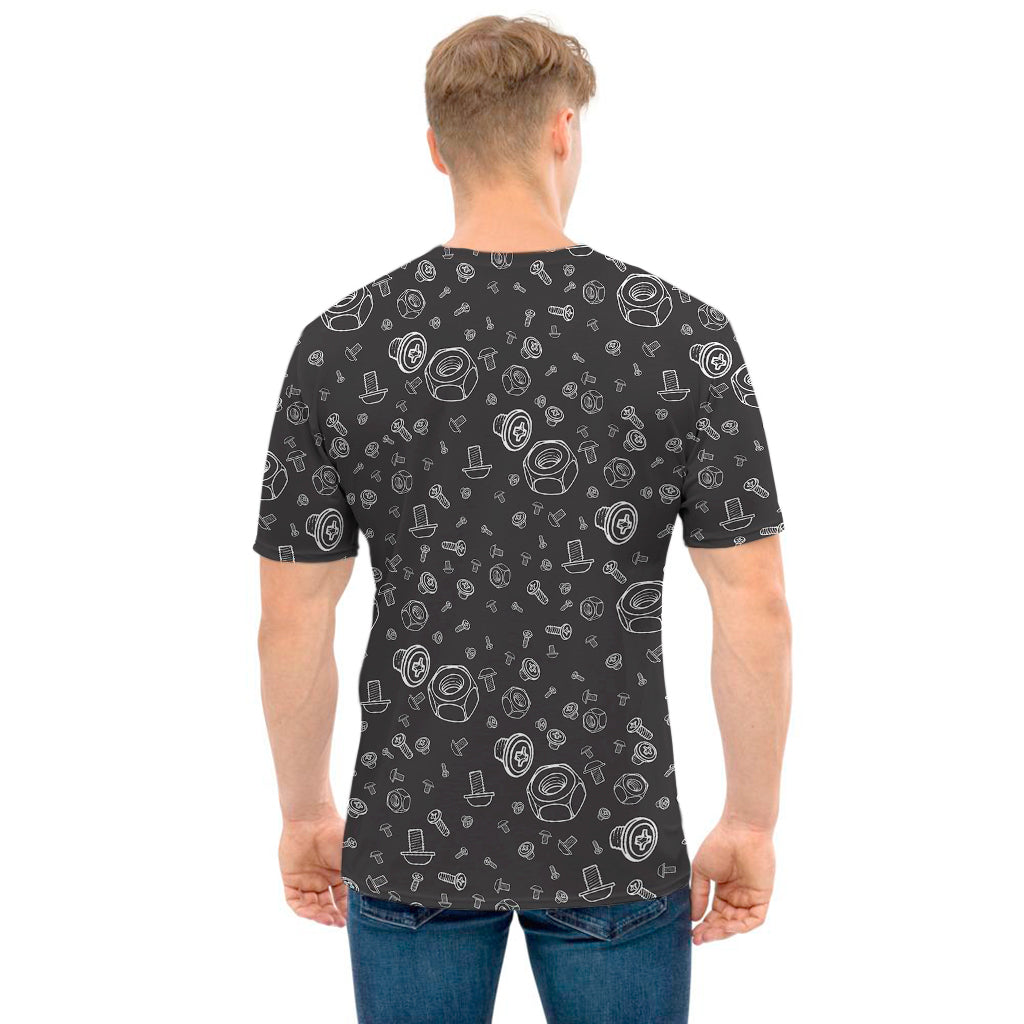 Mechanic Nuts and Bolts Pattern Print Men's T-Shirt