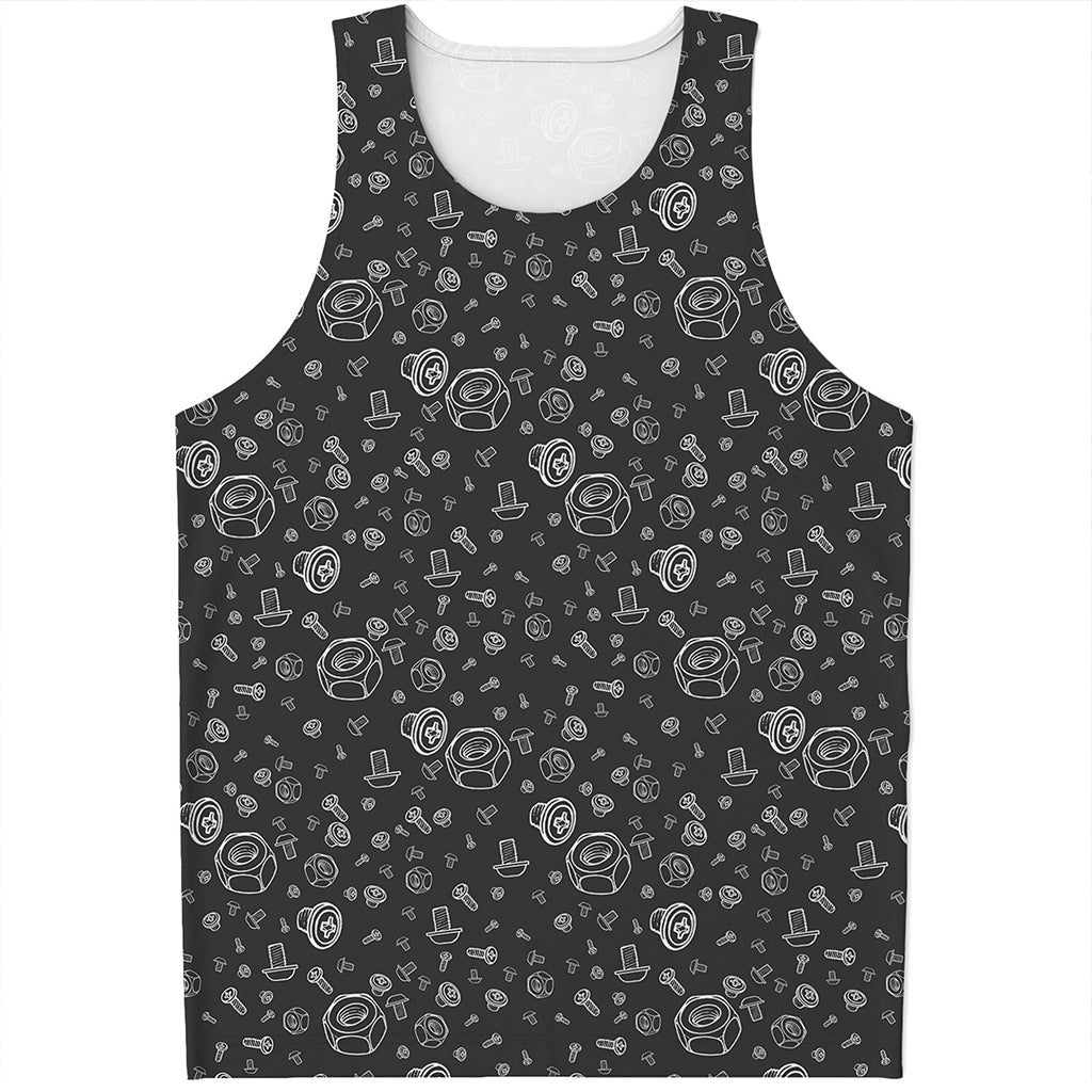 Mechanic Nuts and Bolts Pattern Print Men's Tank Top