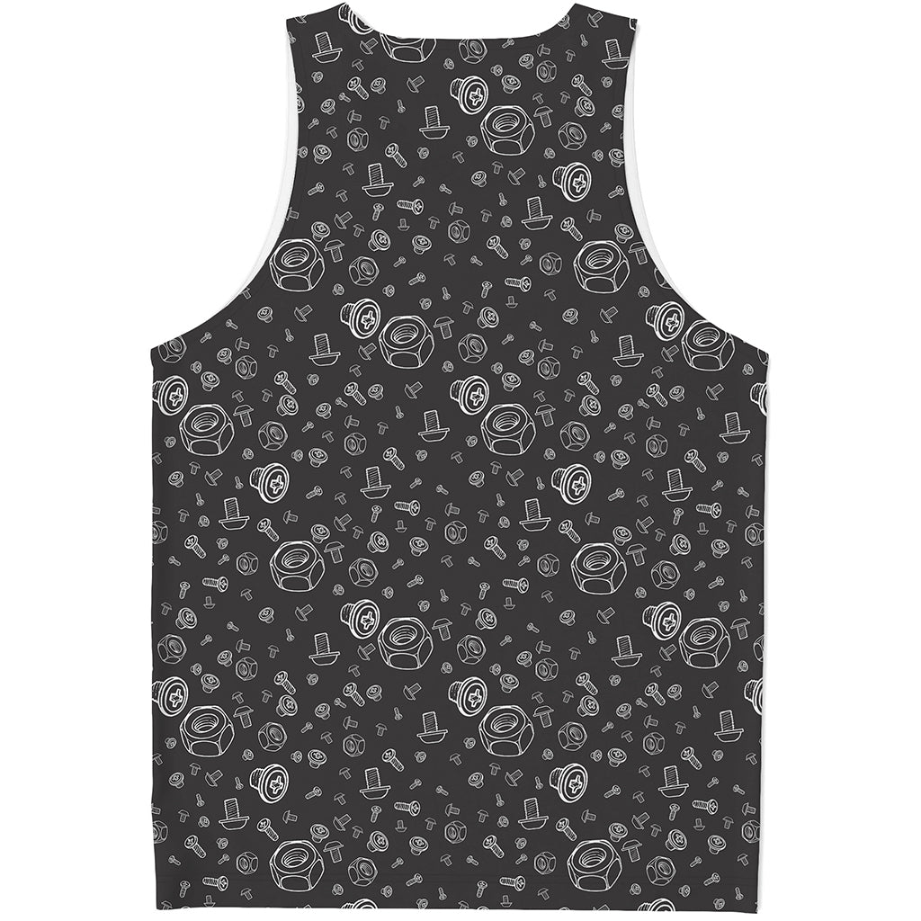 Mechanic Nuts and Bolts Pattern Print Men's Tank Top