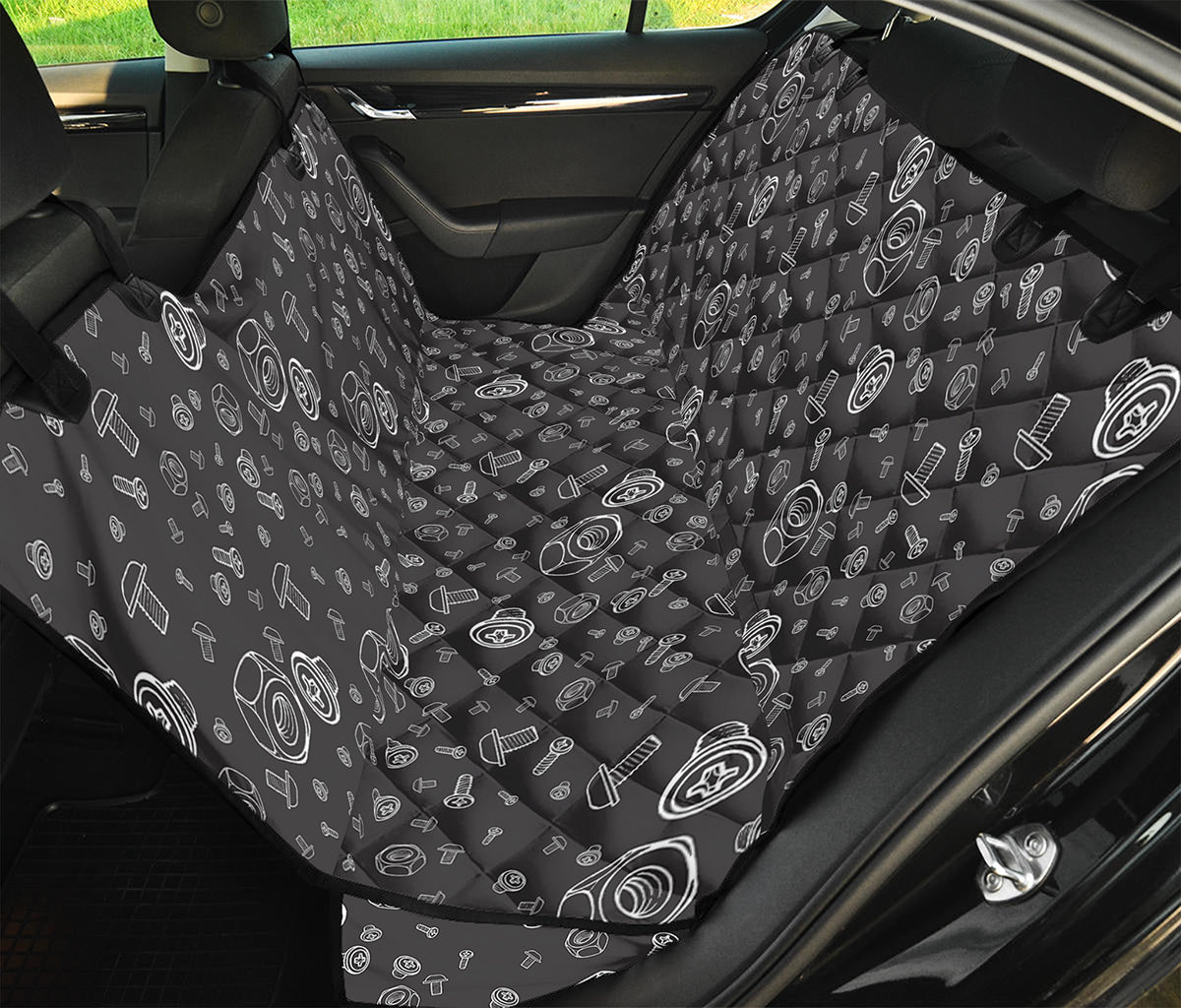 Mechanic Nuts and Bolts Pattern Print Pet Car Back Seat Cover