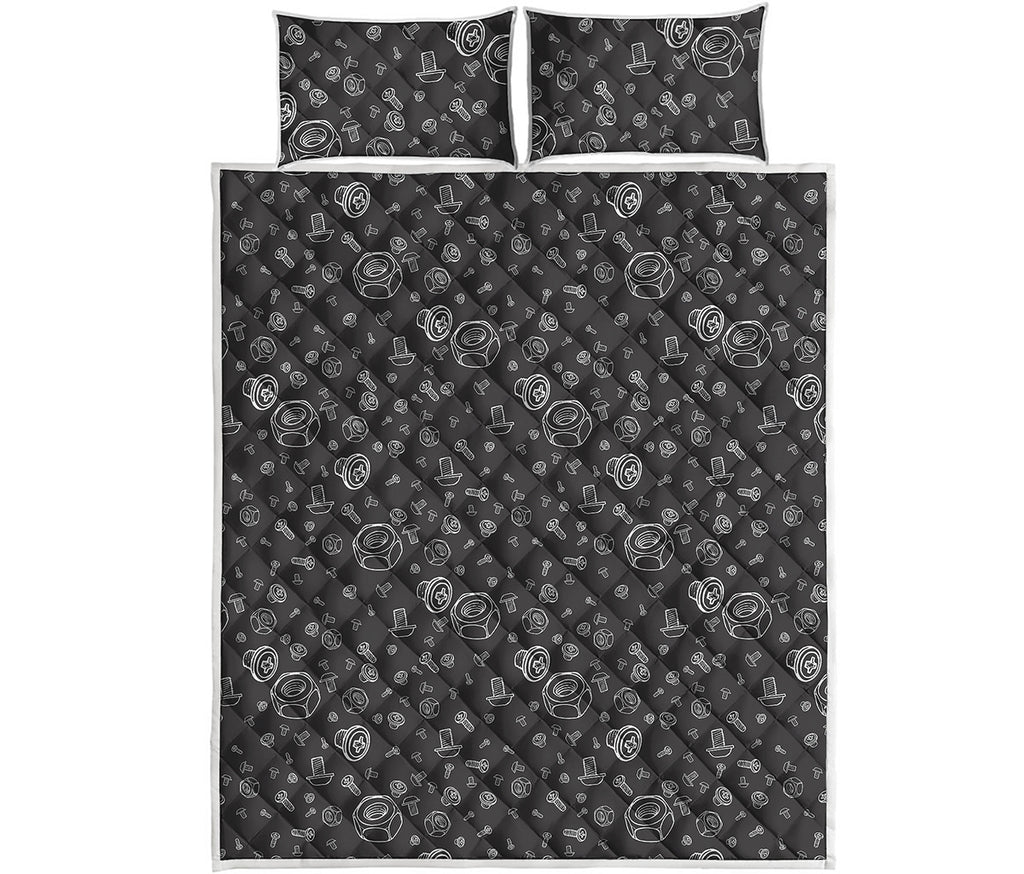 Mechanic Nuts and Bolts Pattern Print Quilt Bed Set