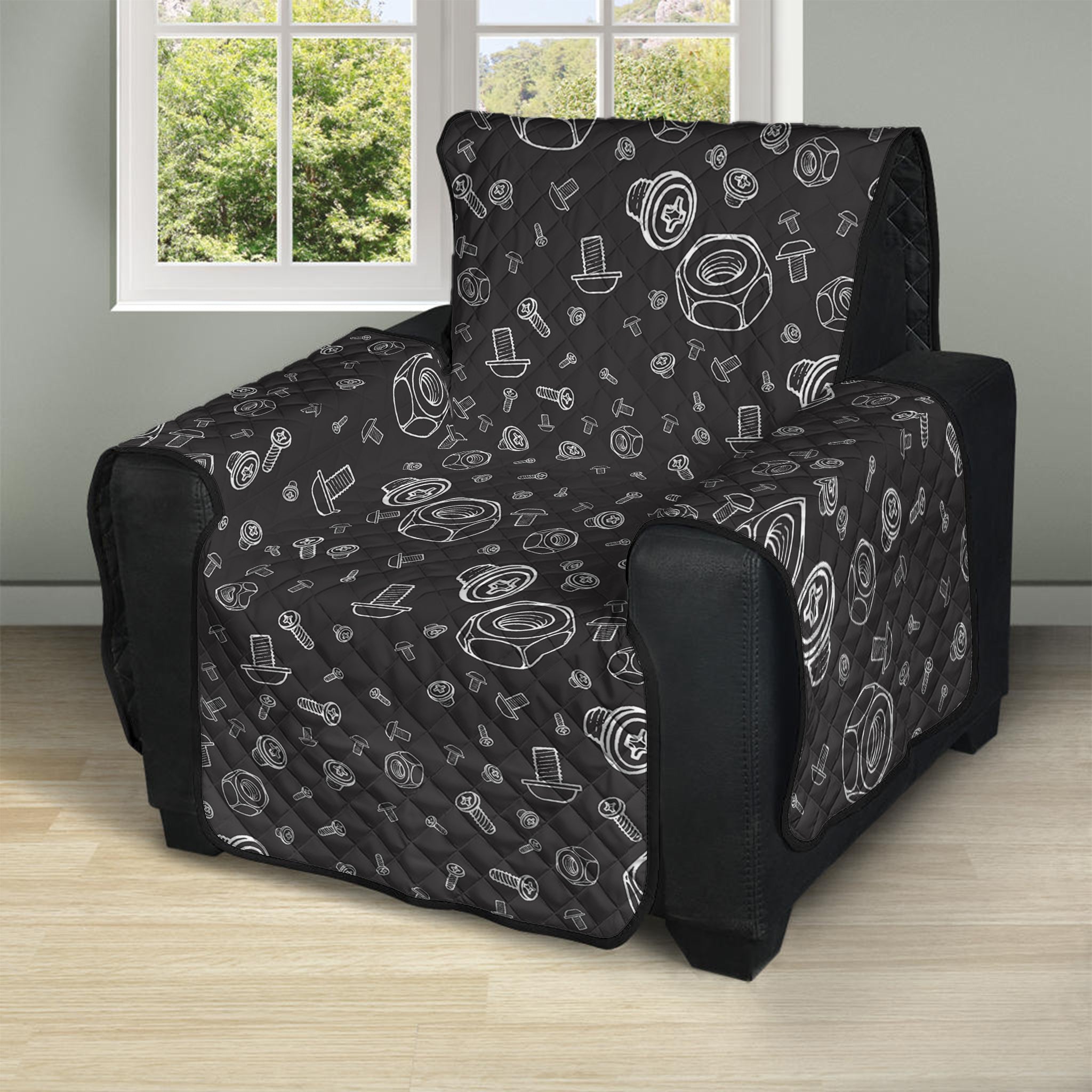 Mechanic Nuts and Bolts Pattern Print Recliner Protector