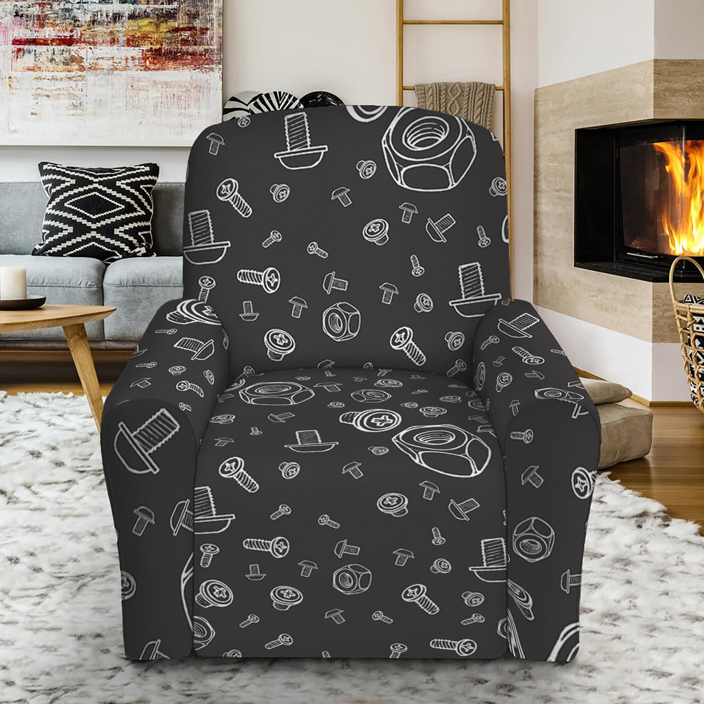 Mechanic Nuts and Bolts Pattern Print Recliner Slipcover