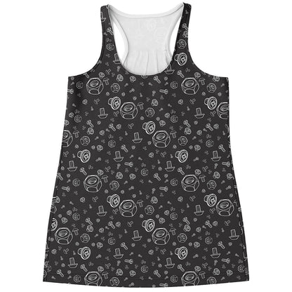 Mechanic Nuts and Bolts Pattern Print Women's Racerback Tank Top