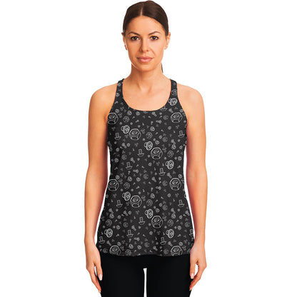 Mechanic Nuts and Bolts Pattern Print Women's Racerback Tank Top