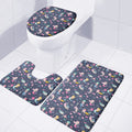 Mermaid Cartoon Pattern Print 3 Piece Bath Mat Set