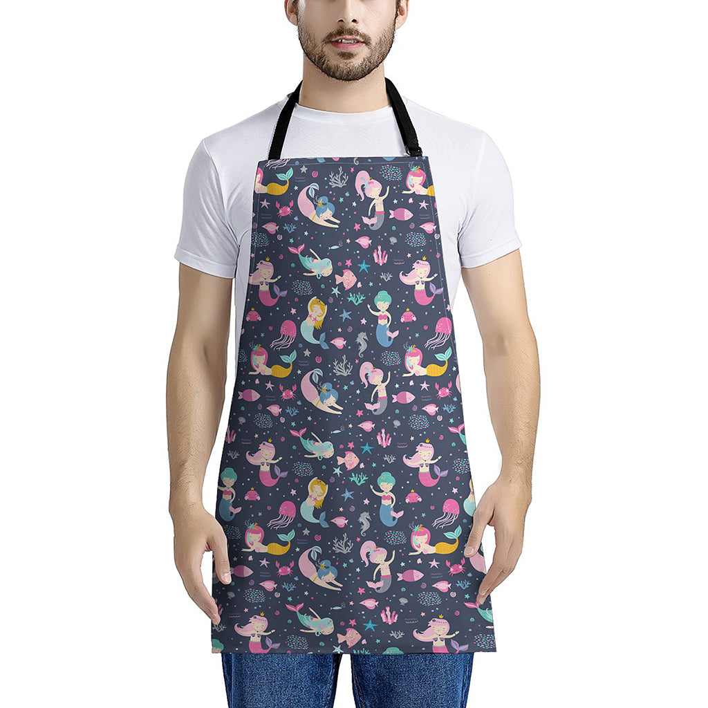 Mermaid Cartoon Pattern Print Apron
