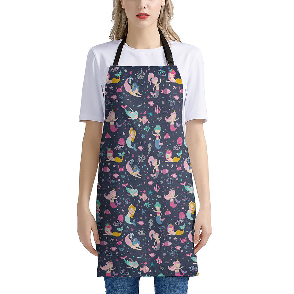 Mermaid Cartoon Pattern Print Apron