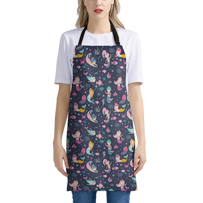 Mermaid Cartoon Pattern Print Apron