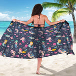 Mermaid Cartoon Pattern Print Beach Sarong Wrap