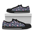 Mermaid Cartoon Pattern Print Black Low Top Sneakers