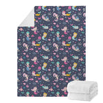 Mermaid Cartoon Pattern Print Blanket