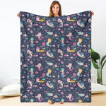 Mermaid Cartoon Pattern Print Blanket