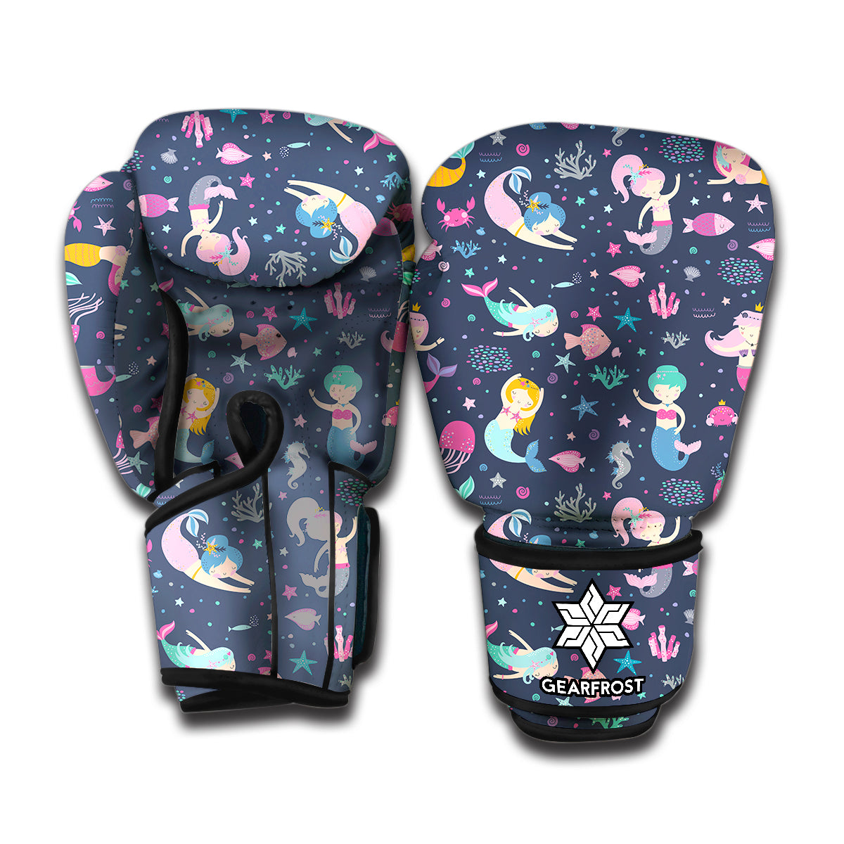 Mermaid Cartoon Pattern Print Boxing Gloves