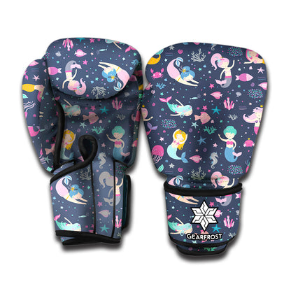 Mermaid Cartoon Pattern Print Boxing Gloves