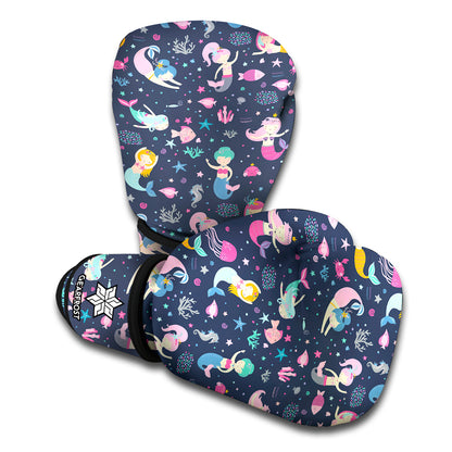 Mermaid Cartoon Pattern Print Boxing Gloves
