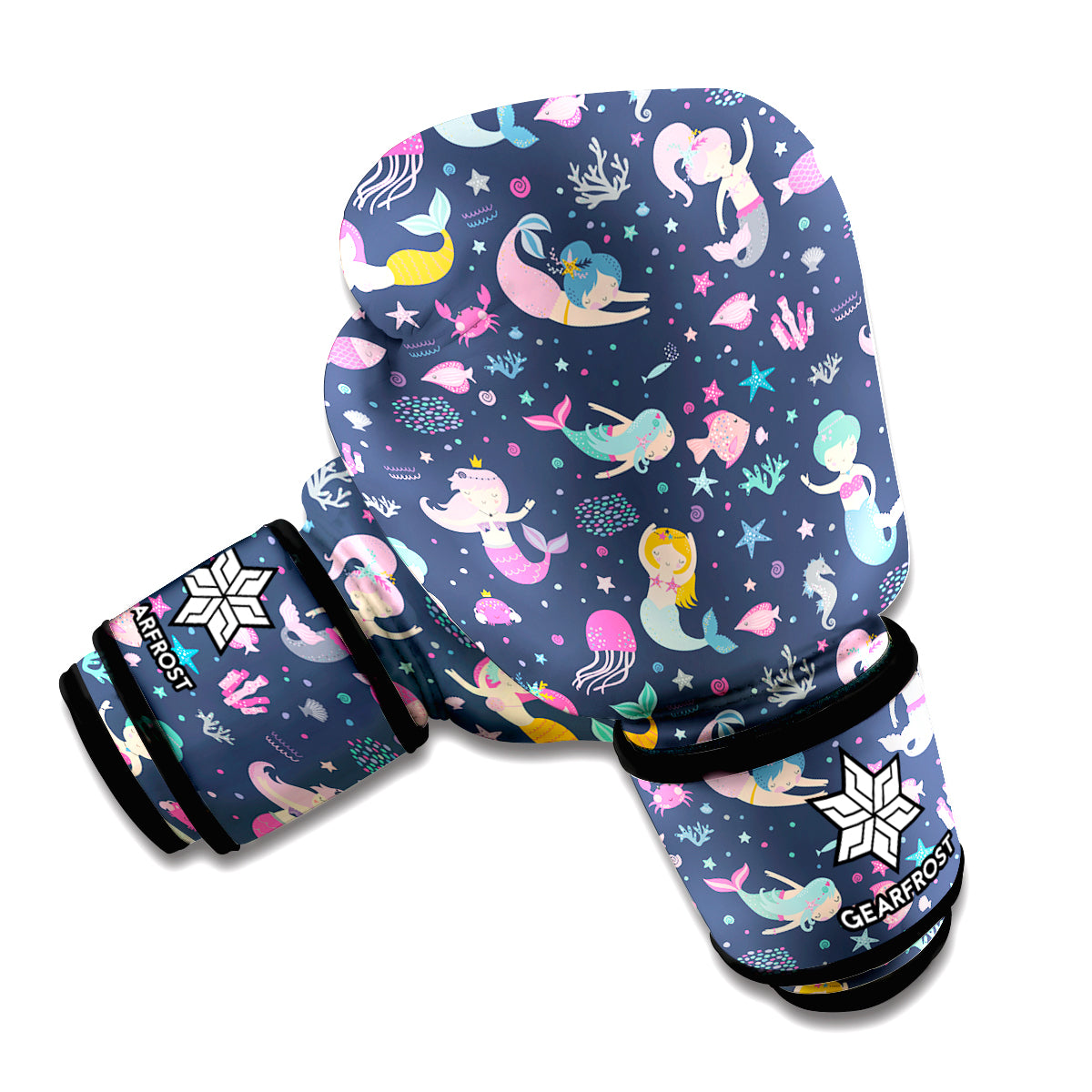 Mermaid Cartoon Pattern Print Boxing Gloves
